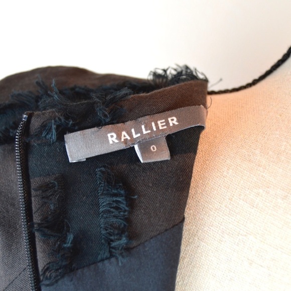 RALLIER Gabriella Mahogany Dress, Windowpane Fringe Design, Size 0 - Picture 5 of 11